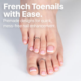 SXC close-up of short French pink tips highlighting salon-quality look