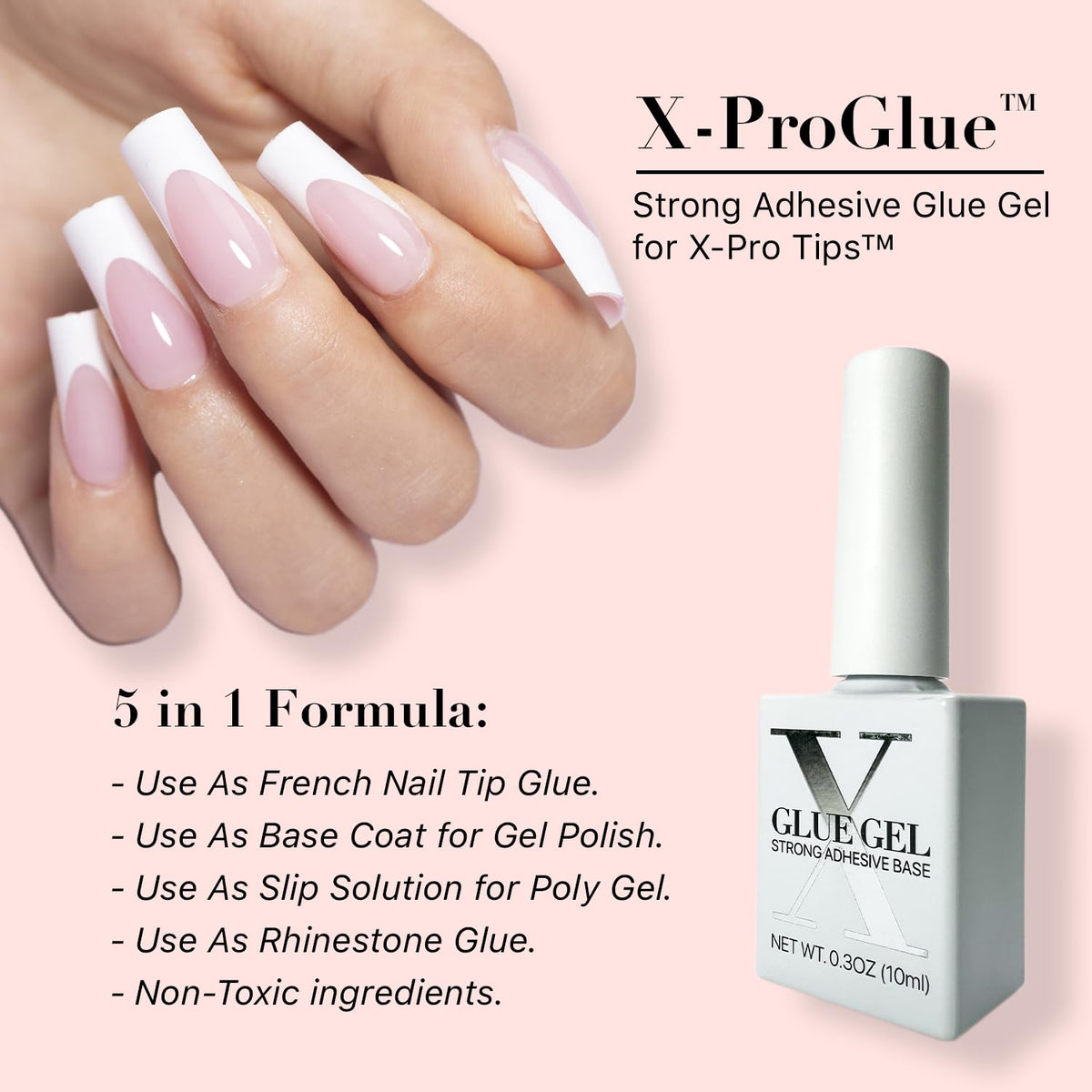 SXC applied on French acrylic nails showcasing polished look