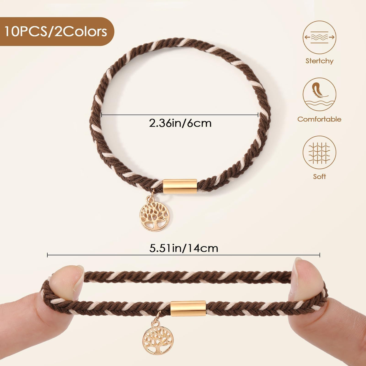 SYGY braided texture close-up highlighting soft nylon and cotton for gentle hold