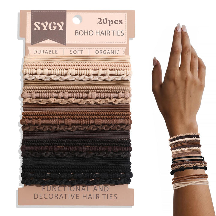 SYGY gift box of 20 boho hair ties, ready-to-gift convenience