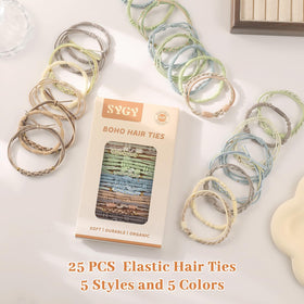SYGY open pack revealing 25 durable no-damage hair ties inside