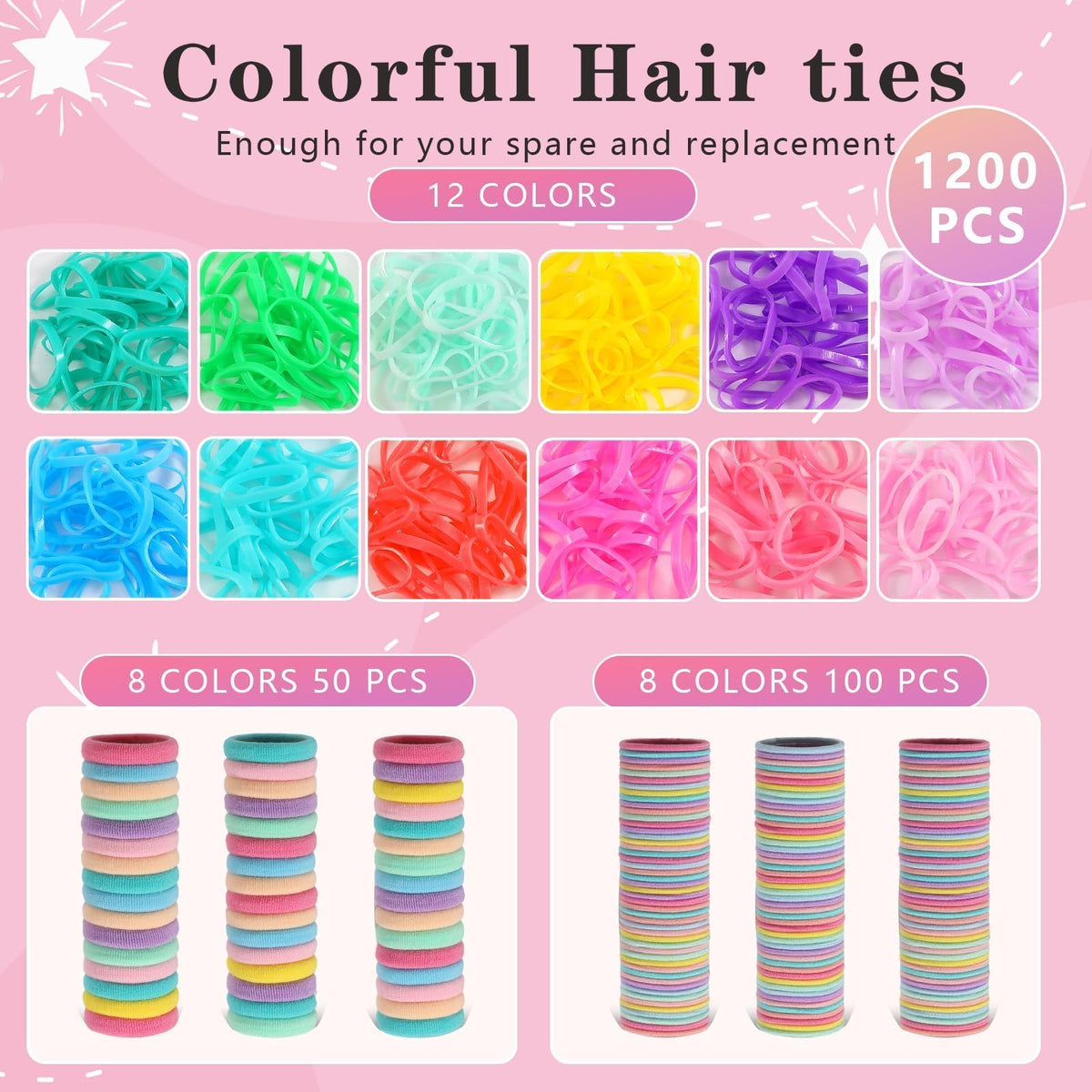 SYGY seamless cotton and baby hair ties detail for gentle, crease-free hold