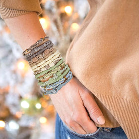SYGY hair ties worn as wrist bracelets for hands-free convenience
