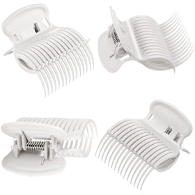 Syhood clip holding roller in hair demonstrating stable styling benefit