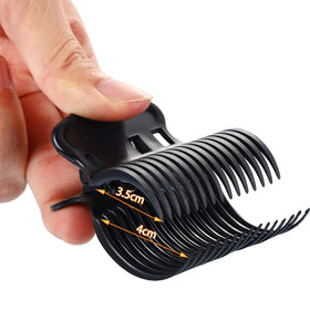 Syhood clips holding hair sections after a shower for easier detangling