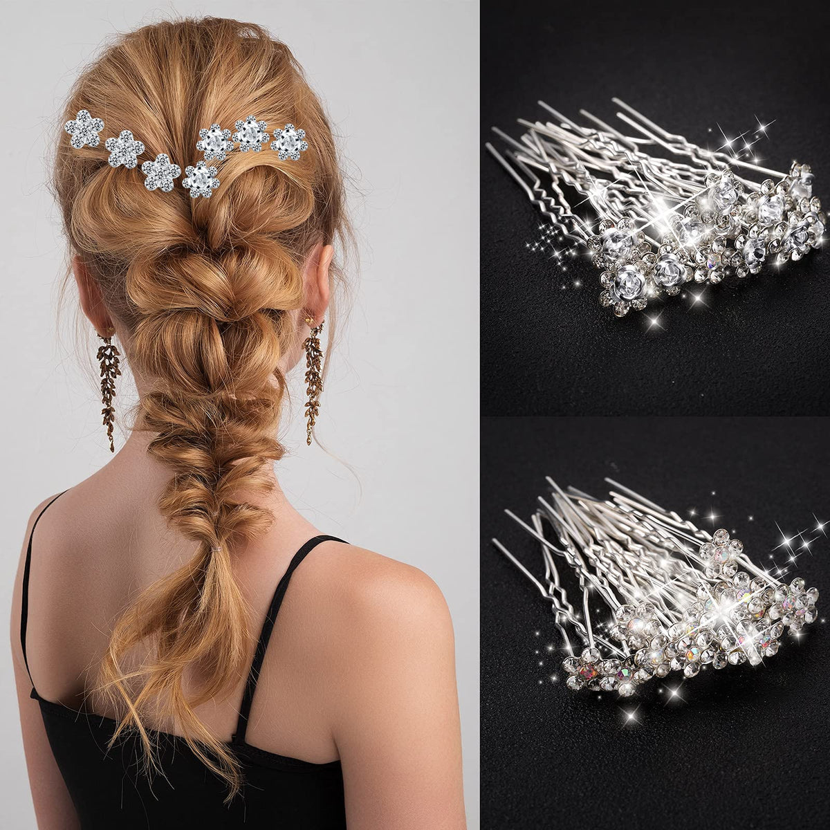 Syhood pins inserted in bridal updo demonstrating hold and elegant styling effect