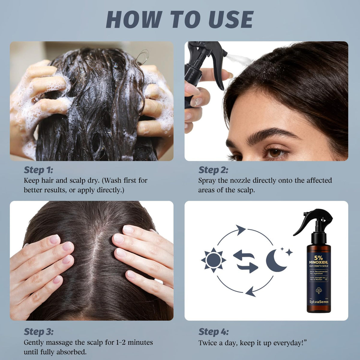 sylvaseren illustrative before and after scale showing potential thicker-looking hair benefit