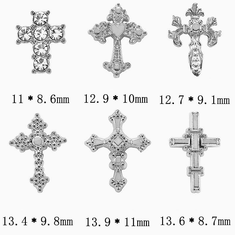 Symphonyw close-up of cross charm rhinestone center showing reflective sparkle