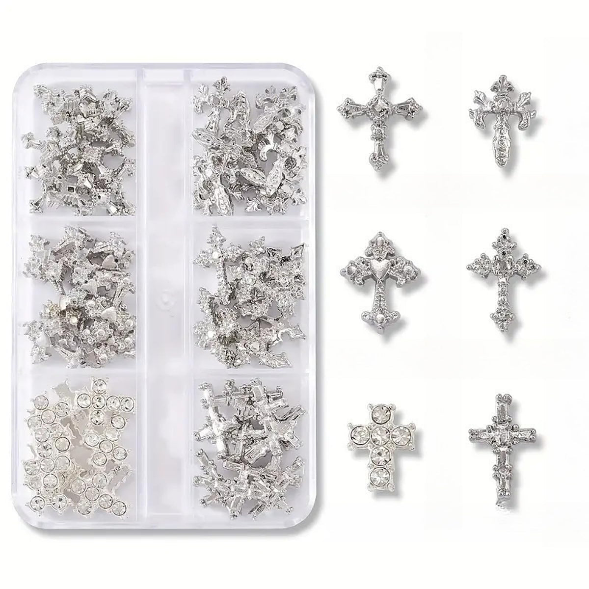 Symphonyw front packaging showing 60-piece cross charms set with neat arrangement
