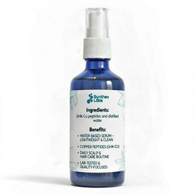 SYNTHEX LABS spray application on scalp demonstrating easy, targeted use benefit