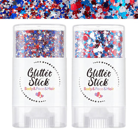 SYPAFG front packaging showing two red white blue glitter sticks for quick festive looks