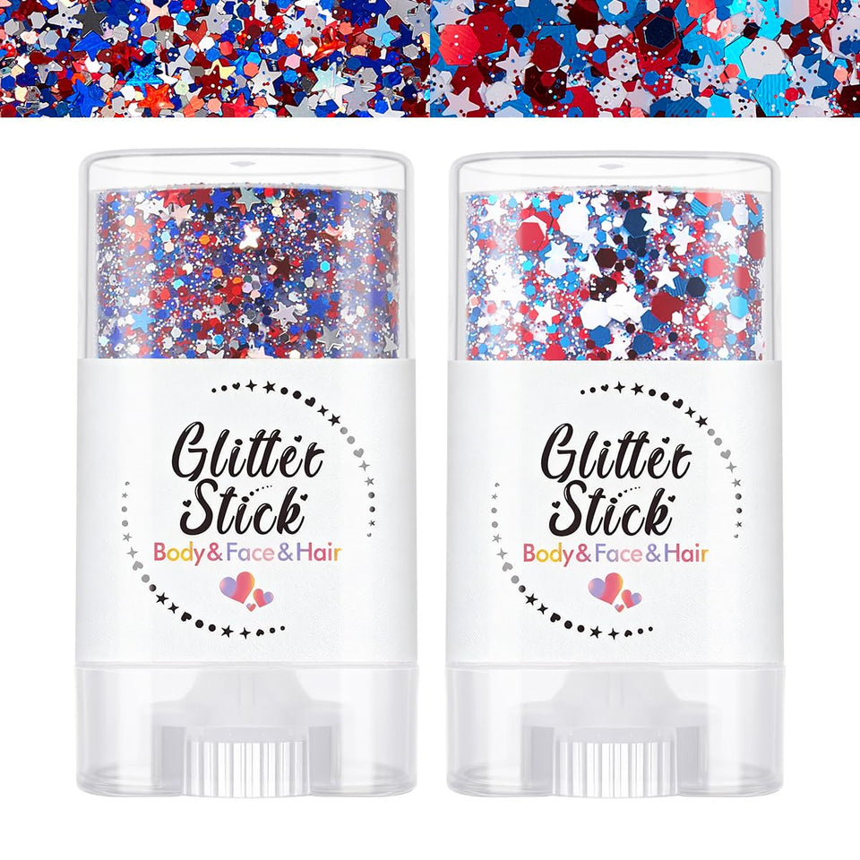 SYPAFG front packaging showing two red white blue glitter sticks for quick festive looks