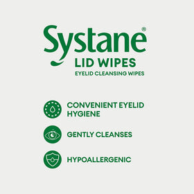 Systane open wipe close-up showing pre-moistened texture that lifts residue
