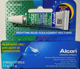 Systane tube open applying a small ribbon to fingertip for straightforward bedtime use