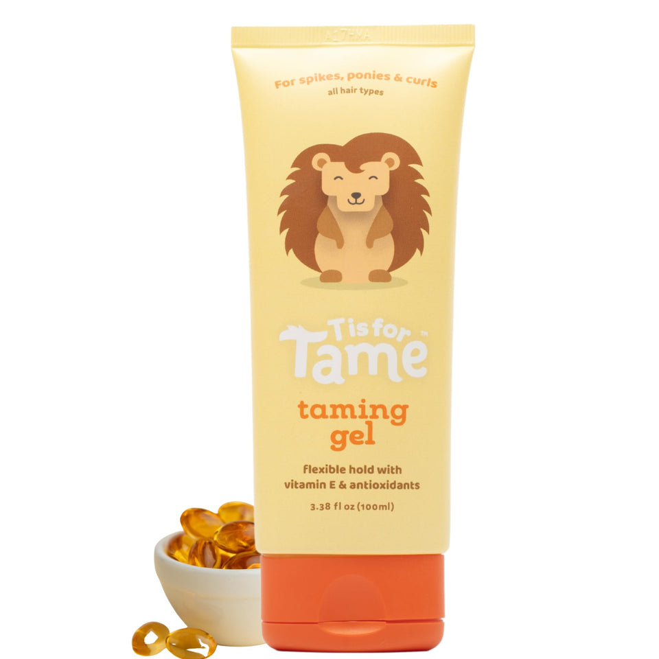 T is for Tame front label showing product name and size for quick identification