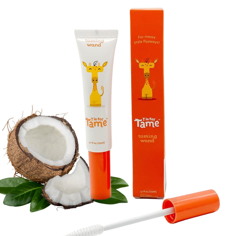 T is for Tame front wand packaging showing compact travel convenience