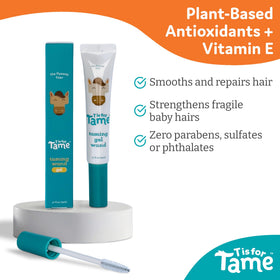 T is for Tame wand in use smoothing a child’s hairline for neat baby hairs benefit