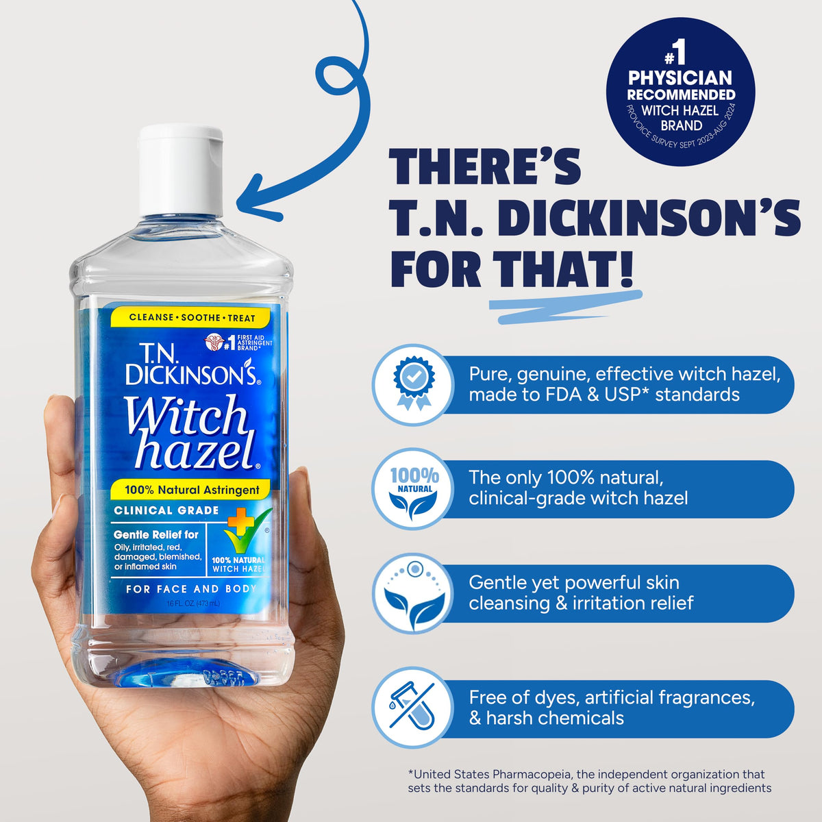 T.N. Dickinson's poured on cotton pad for gentle cleansing and oil removal