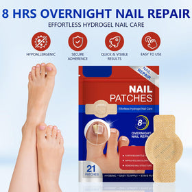 taakcc patch adhered to a toenail demonstrating easy application benefit