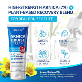 TAGRID arnica cream being applied to fingers to soothe muscle and joint discomfort