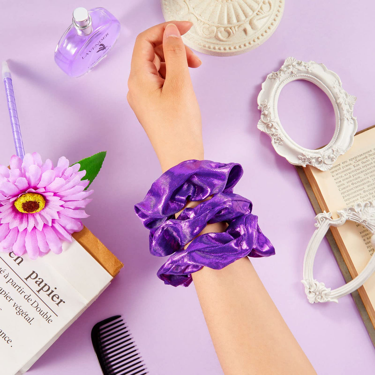 Taiyin scrunchie securing ponytail in sports setting for long-lasting hold