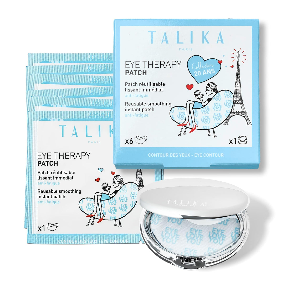Talika front packaging showing product benefits and included travel case for convenience