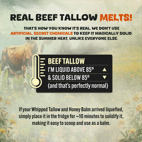 TALLOW BODY BALM applied to lips and hands demonstrating soothing hydration