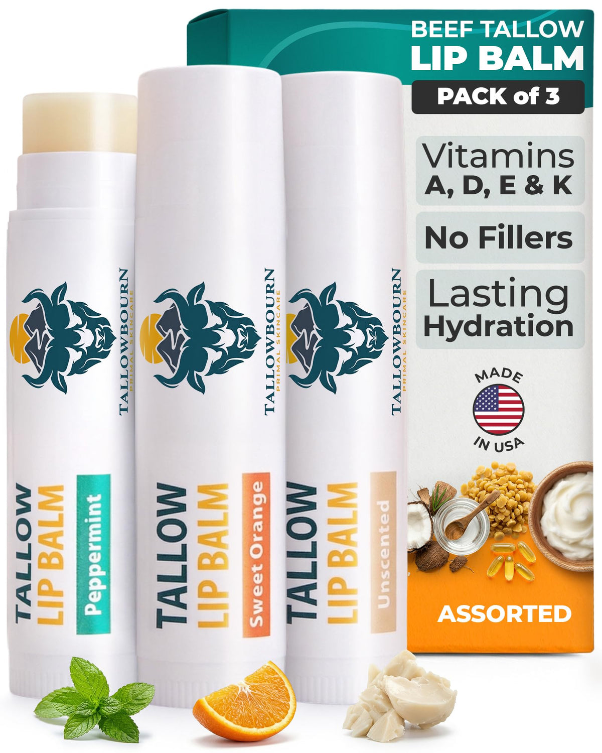 Tallowbourn 3-pack front packaging showing product and labels for travel convenience