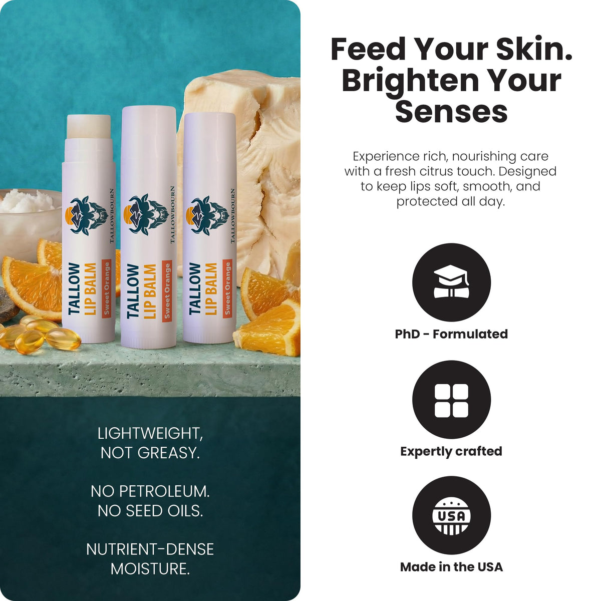 Tallowbourn open tube close-up of balm texture illustrating smooth glide and dense emollient