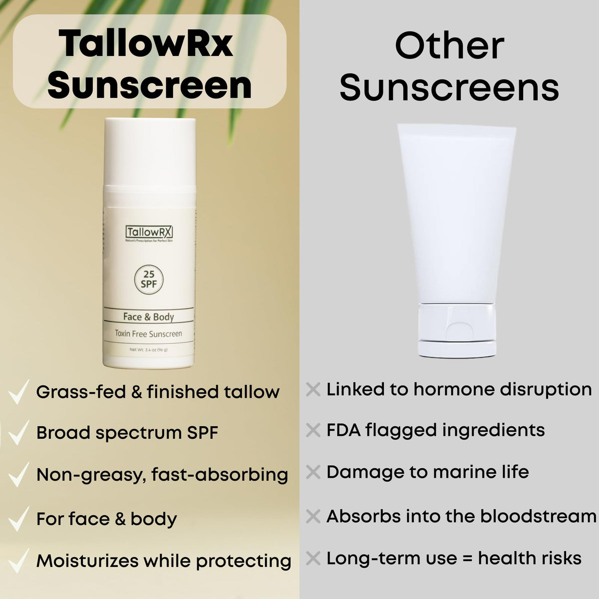 TALLOWRX applied to face demonstrating even tint and quick blending benefit