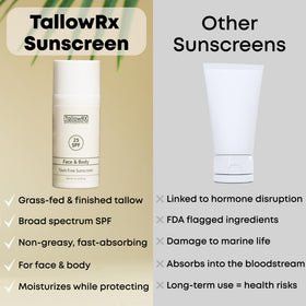 TALLOWRX applied to face demonstrating even tint and quick blending benefit
