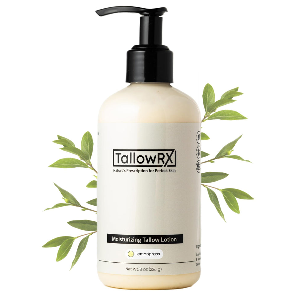 TALLOWRX front packaging showing lemongrass label and benefits