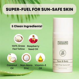 TALLOWRX lifestyle image at beach showing reef-safe sun protection for outdoor activities