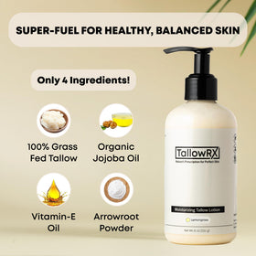 TALLOWRX creamy lotion texture close-up demonstrating smooth absorption