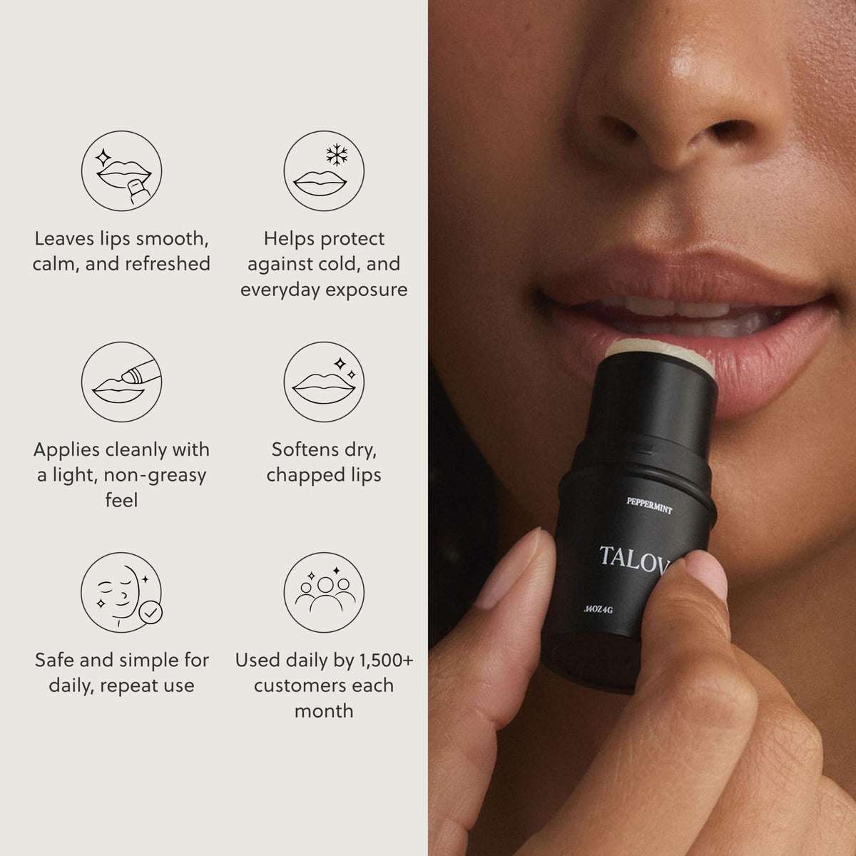 TALOVA balm texture close-up demonstrating smooth spreadable nourishment