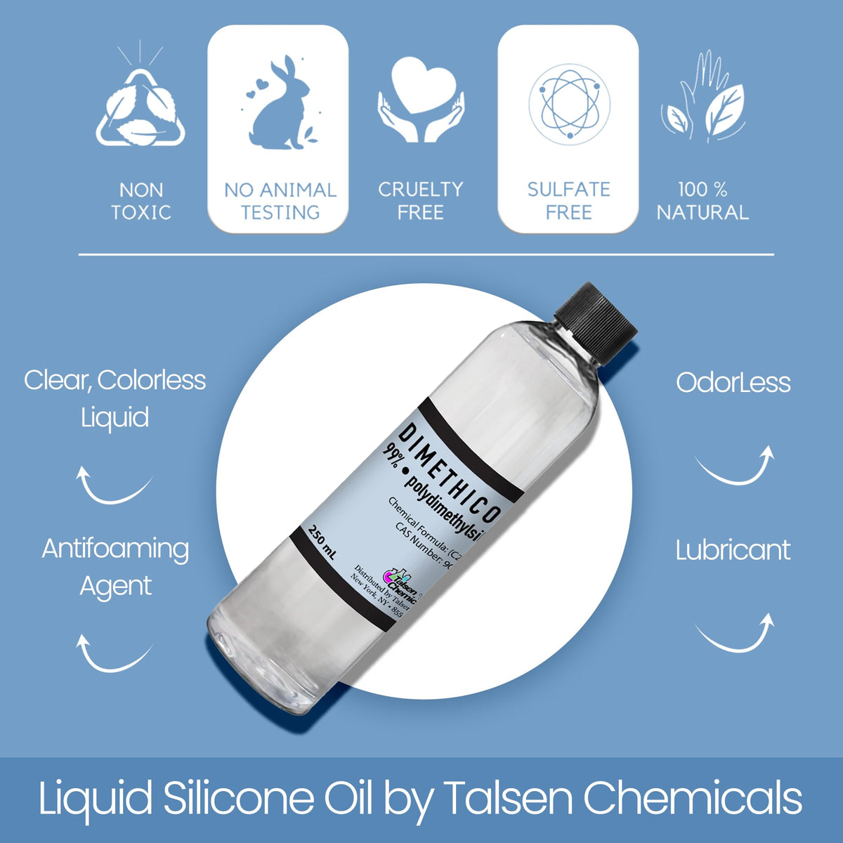 Talsen Chemicals close-up of cap and label showing sealed cosmetic-grade packaging