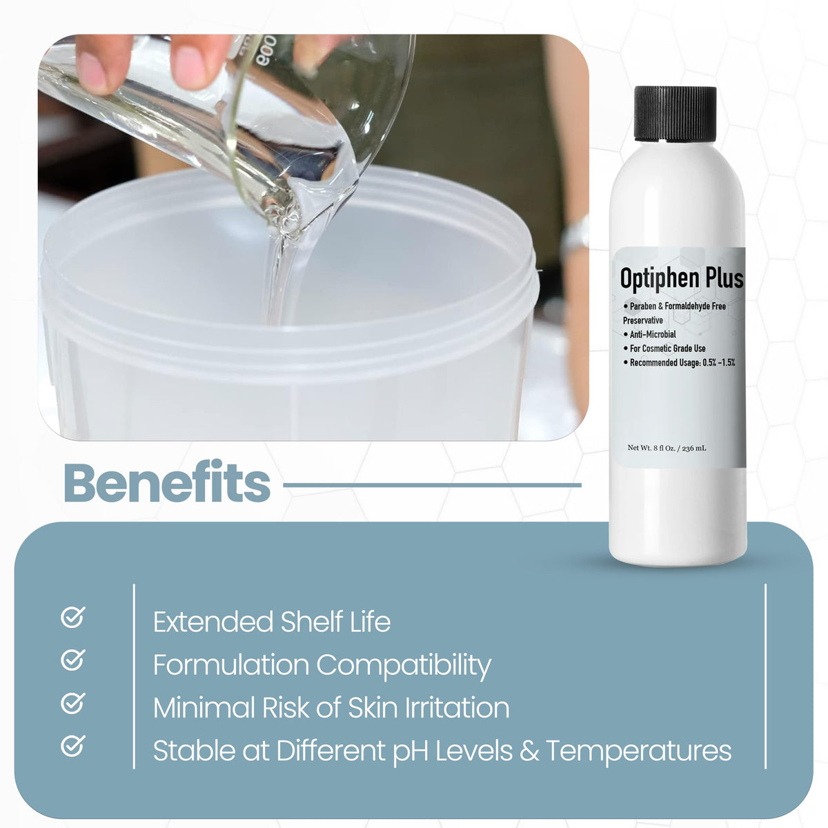 Talsen Optiphen Plus droplets on surface showing lightweight texture and blendability