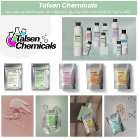 Bathroom shelf with Talsen panthenol and finished bottles showing how provitamin B5 enhances routines