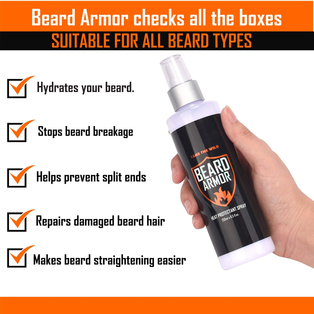 Tame the Wild in-use image of man straightening beard for smoother finish