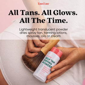 Tan Fan translucent powder texture close-up absorbs moisture without residue