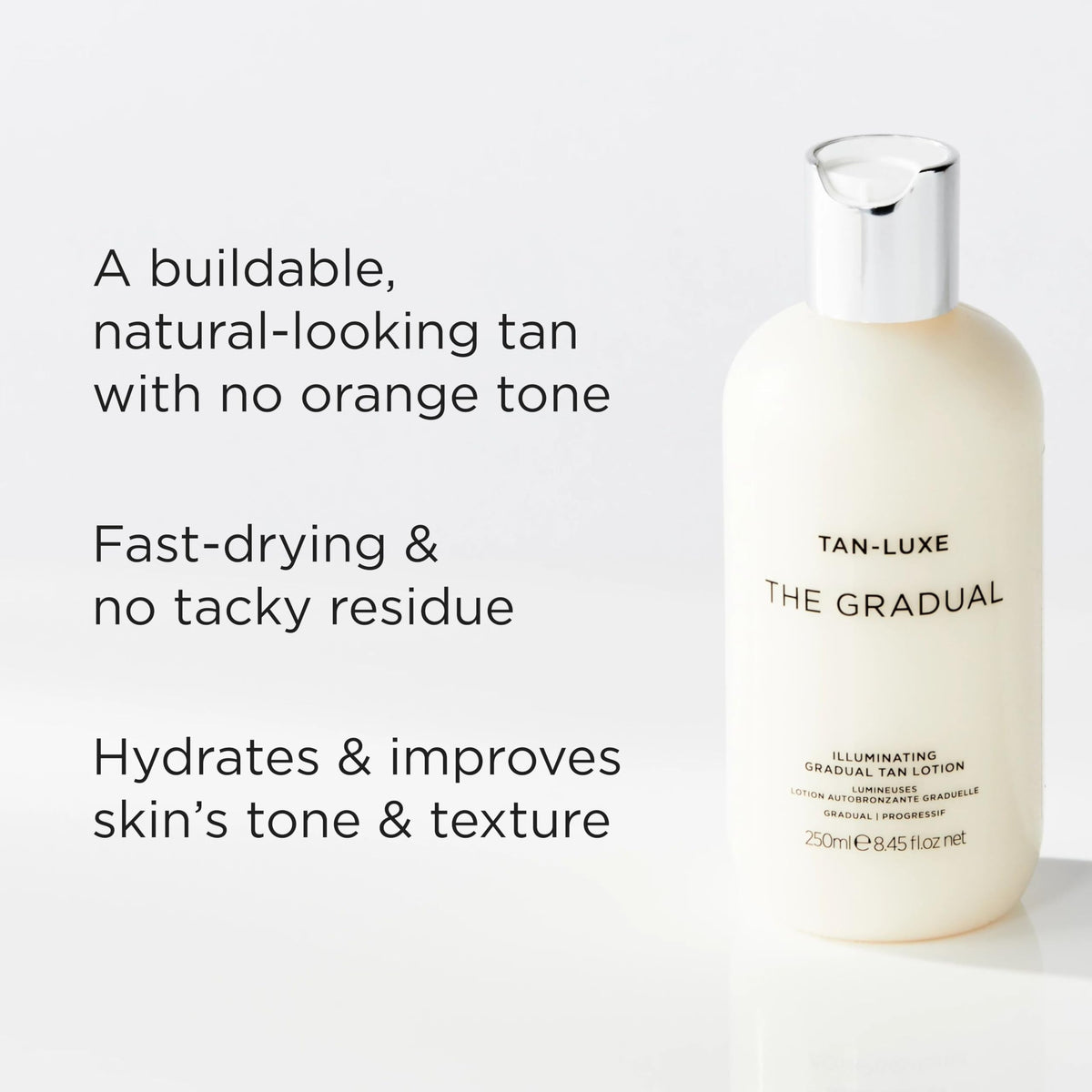 TAN-LUXE being applied on arm to create even, buildable natural glow