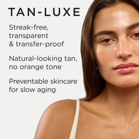 TAN-LUXE drops blended into moisturizer demonstrating even dispersion and natural glow