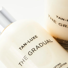 TAN-LUXE before and after demonstrating subtle, buildable natural glow