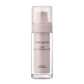 TAN-LUXE front bottle shot showing compact tanner and clear packaging benefit visible