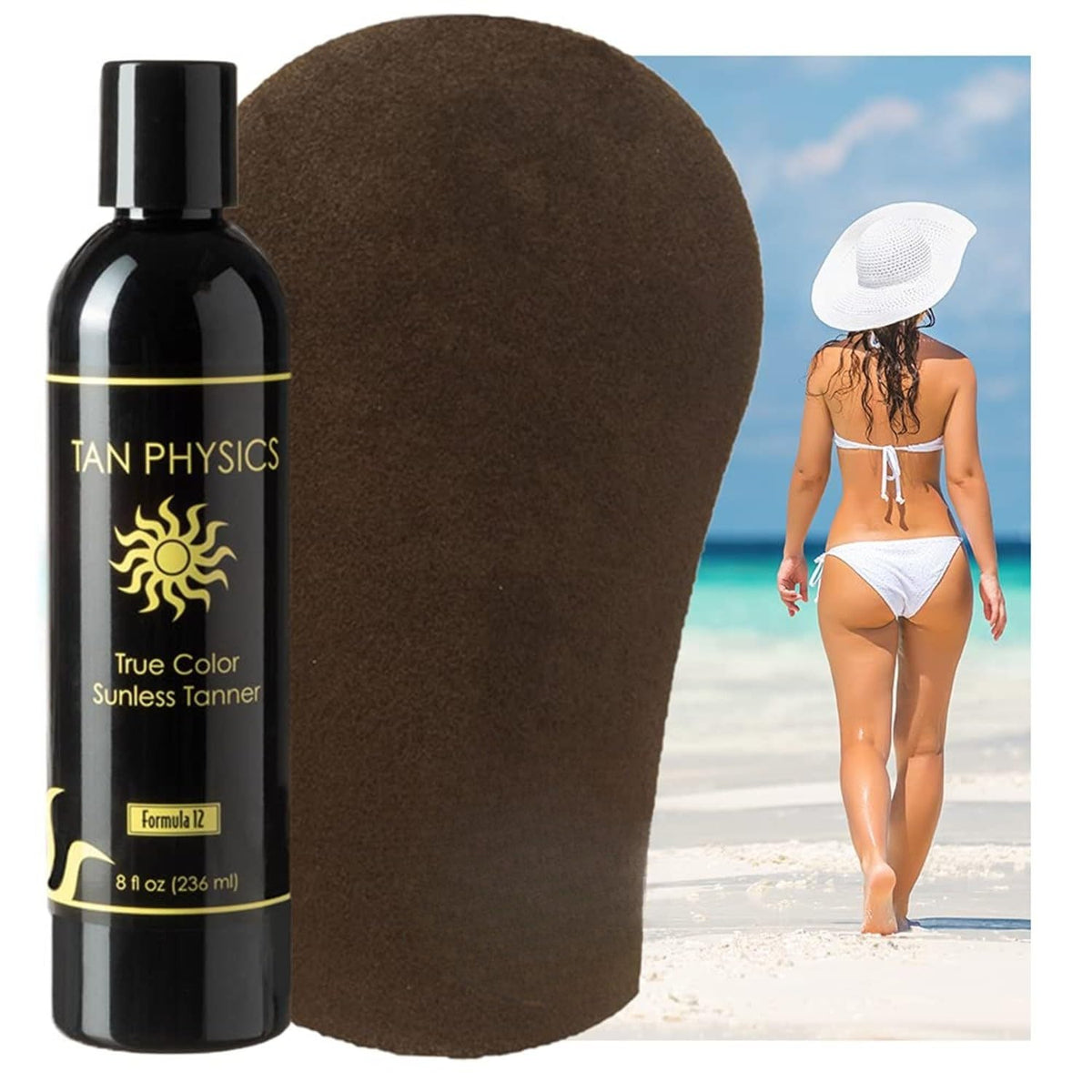 Tan Physics lotion texture on skin demonstrating fast-absorbing hydration and natural tint