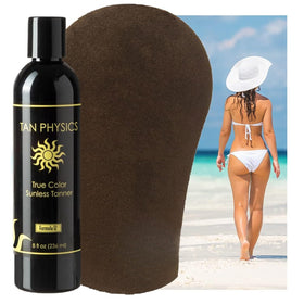 Tan Physics lotion texture on skin demonstrating fast-absorbing hydration and natural tint