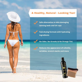 Tan Physics lotion texture close-up highlighting smooth, fast-absorbing formula for even application