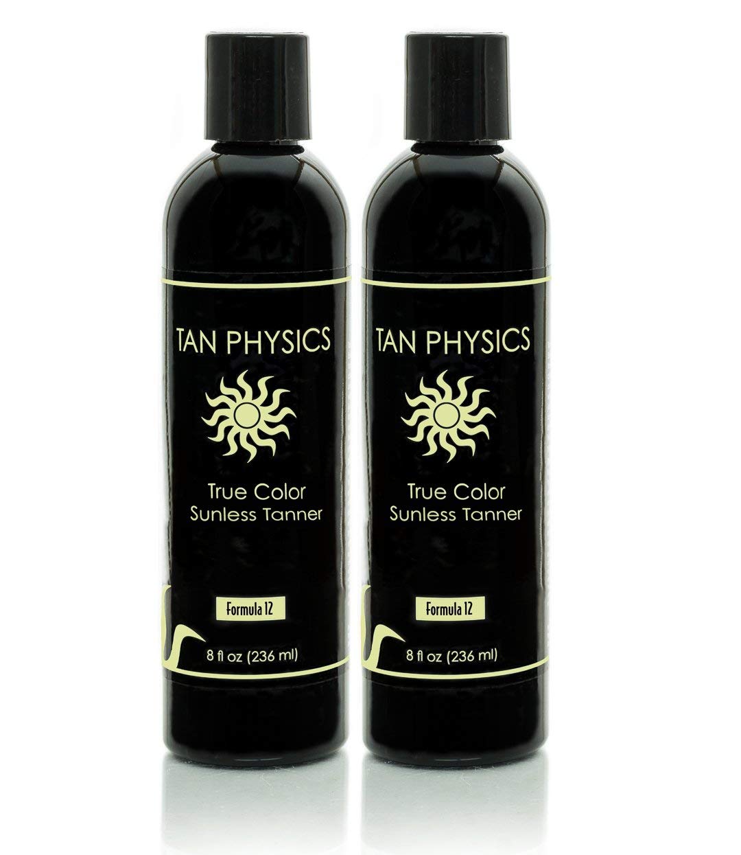 Tan Physics True Color front packaging showing bottle and natural tan result