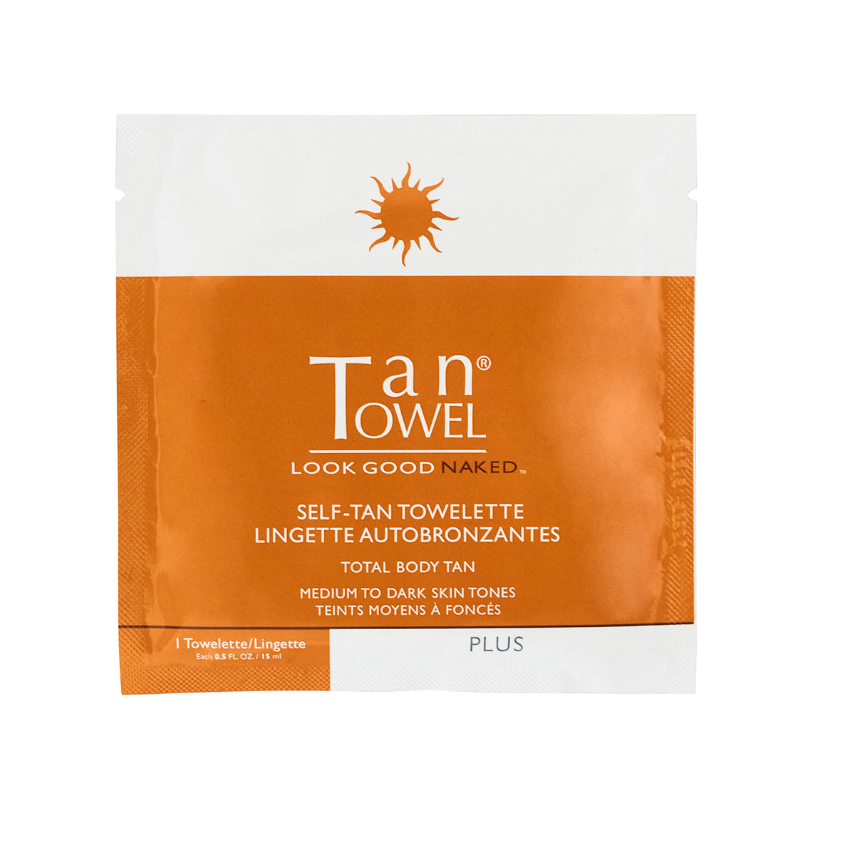 Tan Towel Plus towelette texture closeup highlighting gentle exfoliation and even application