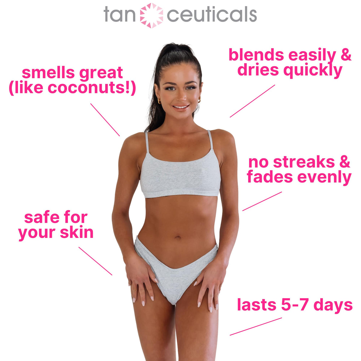 Tanceuticals application mitt demonstration with brand reducing streaks and unevenness